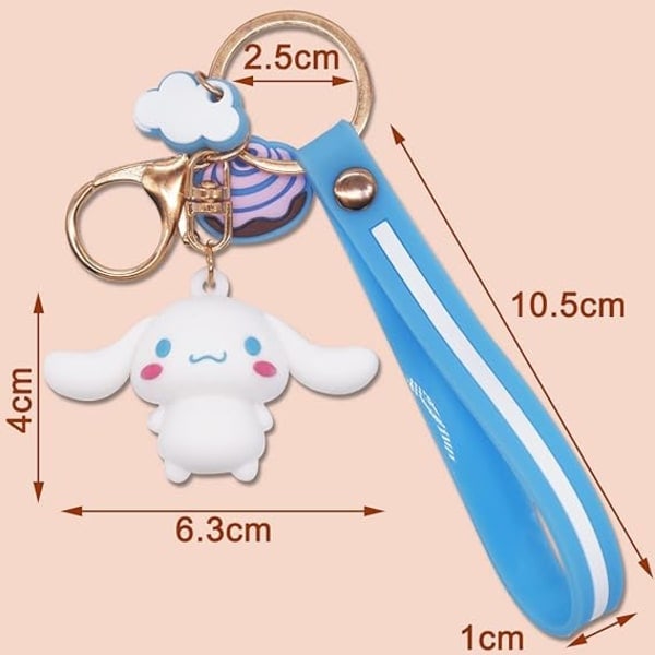 Barn Nyckelring, 5 st tecknade nyckelringar, Cinnamoroll Nyckelring, Kuromi