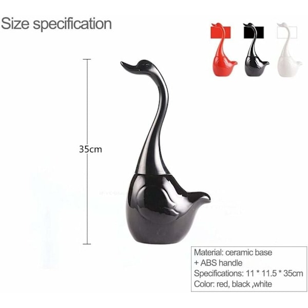 Toiletbørstesæt i Svanefacon, Toiletbørste Design Toiletbørsteholder og Holder, til Badeværelse (Sort)