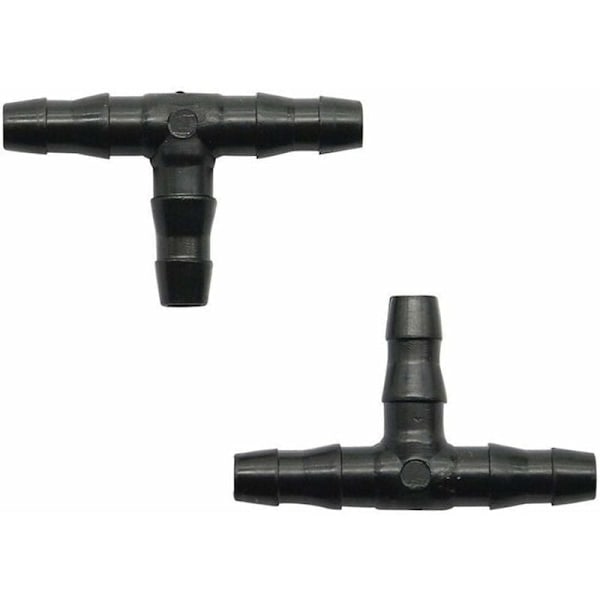 100 stk. drypvandingsforbindelser med modhager, 4/7 mm universal T-stykke med modhager, egnet til 4/7 mm drypvandingsslange til havevandingssystem