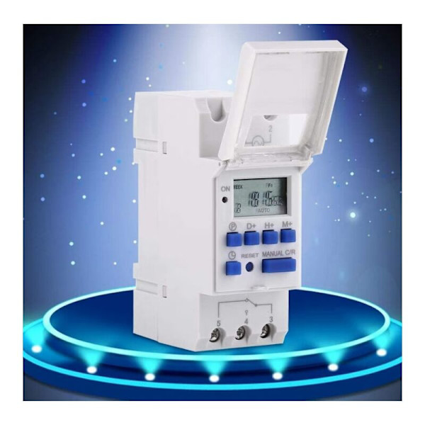 Programmerbar digital timer, digital timer, LCD-display, veckovis digital timer med programmering, programmerbar digital timer på DIN-skena (220V)