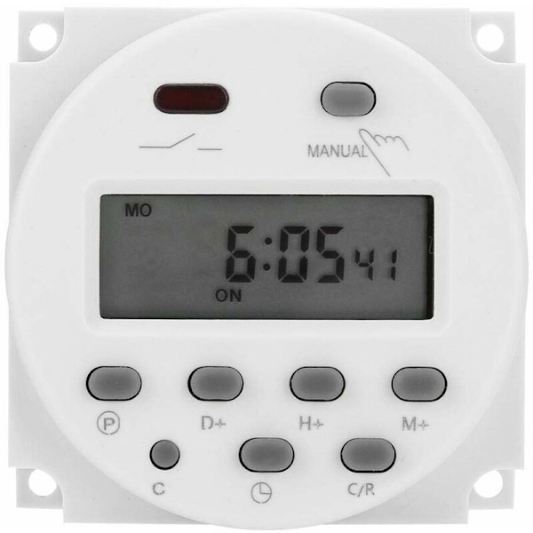 12V Mini Digital LCD Ström Veckotimer Relä Switch Digital Timer Strömkontroll med Vattentätt Skydd Vit