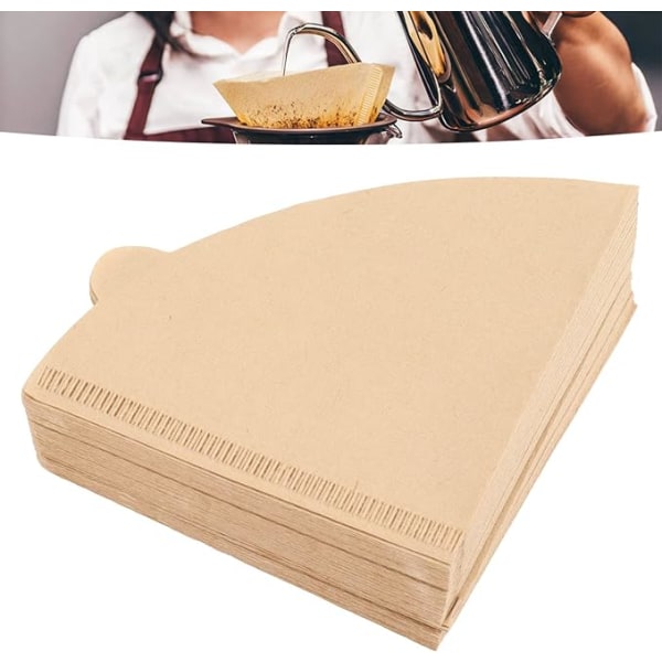 【Tricor butik】 100 stk små kaffefiltre, naturlige papirfiltre fremstillet af fibermateriale, miljøvenlige og bæredygtige NATURAL V01 (100stk)