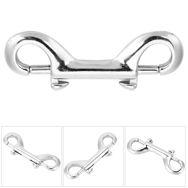Sølv holdbar rustfrit stål dobbelt ended klips krog bolt snap dykning spænde (90mm)
