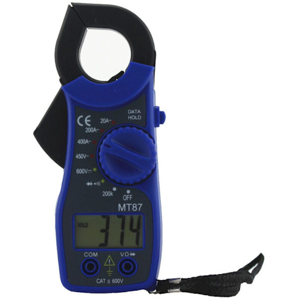 Digital klemmemåler AC DC Voltmeter Amperemeter Ohmmeter LCD Tester Blå MNS