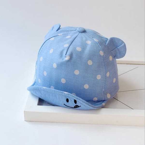 Blå baby smiley-lue