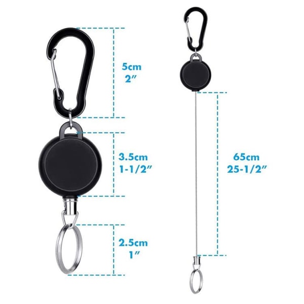 2-pack nyckelring utdragbar med Yo-Jo-funktion och snöre black