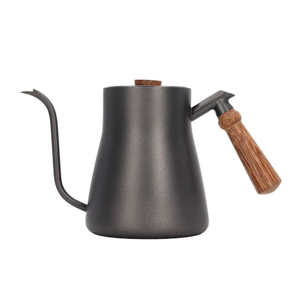 850 ml rostfritt stål kaffedropp vattenkokare tunn mun med trä