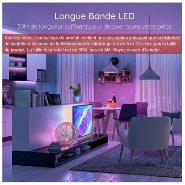 30m LED-strip, Bluetooth LED för sovrum, APP-fjärrstyrd LED-strip, LED för sovrum [Energiklass A+].