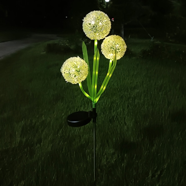 3-huvud solcellslampa maskros utomhus markinsatt gräsmatta trädgård dekorativ lampa LED lökboll blomma landskapslampa Changliang oval large panel 3 Dandelion Warm Light