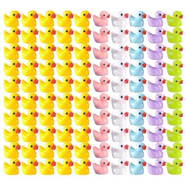 100 stk Tiny Ducks Set Dekorasjon Realistisk form Holdbar harpiks Sjarmerende ender til jul bursdagsfest Barnets dag