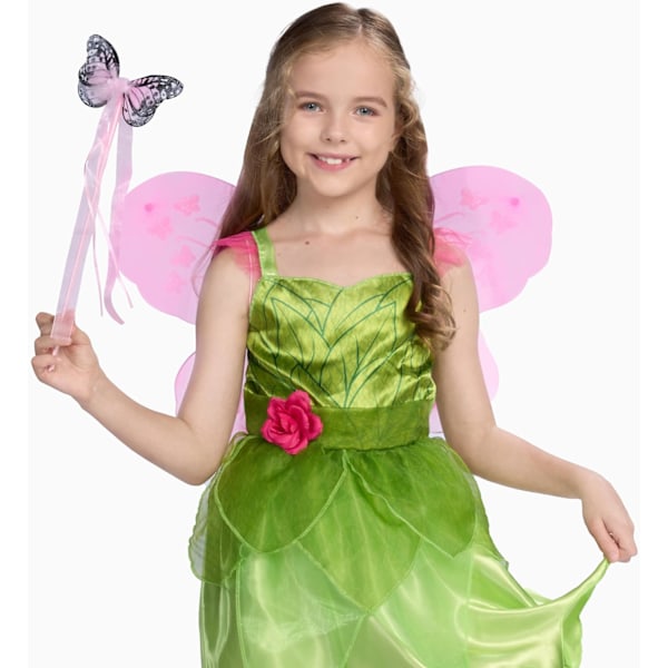 Lysende sommerfuglvinger for barn, fe-reiser, fevinger for jenter, sommerfugldrakt & vinger for barn karneval bursdag halloween jul rollespill