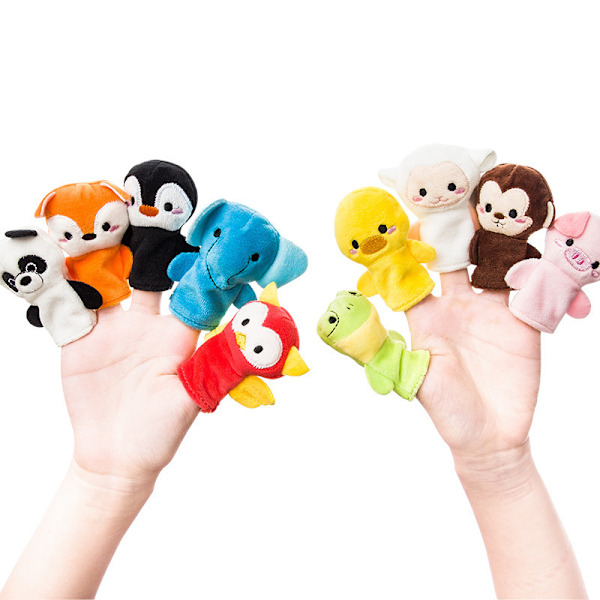 Vauvan sorminukke-lelu 0-1 vuotiaille, purra turvallinen eläimen muotoinen pehmoinen sorminukke, opettavainen lelu Finger doll 10pcs