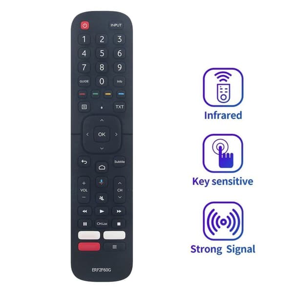 ERF2F60G Erstatningsfjernbetjening til Smart Android TV 9.0 Pie 32A56E 40A56E (Ingen stemmefunktion)