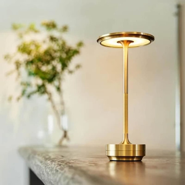 Sladdlös I-formad metallisk bordslampa med touchsensor, 3 färger dimbar laddningsbar skrivbordslampa Gold+Silver 2pcs