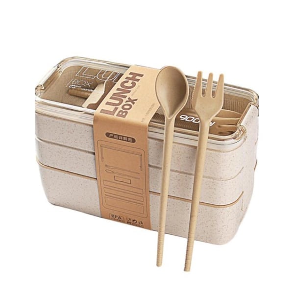 Lunchlåda - 3 Våningar - Beige - 900 ml