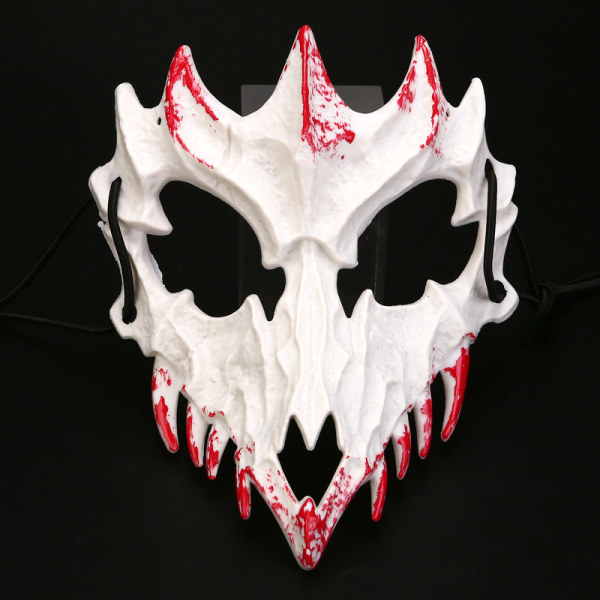 2 stk Halloween to-dimensionel halv ansigts blødende maske tiger Yasha Tengu ulv nue maske danseforestilling maske Yaksha Black Bleeding