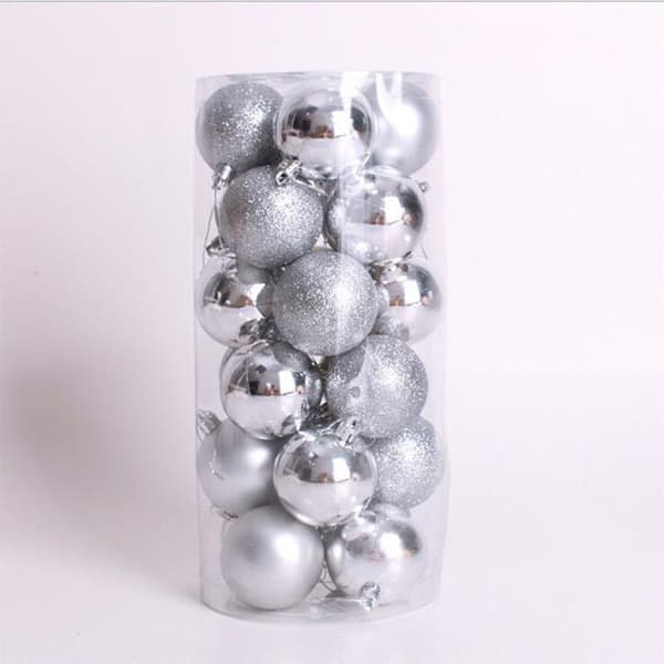 Julekuler for dekorasjon 24 stk sølv sølv silver 6cm24 Pcs