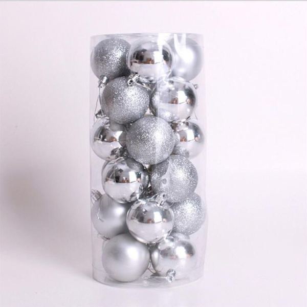 Julekuler til dekorasjon, 24 sølv sølv silver 8cm24 Pcs