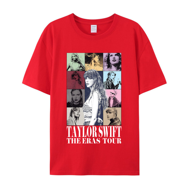 Taylor Swift tryckt kortärmad T-shirt damtröjor röd S röd S