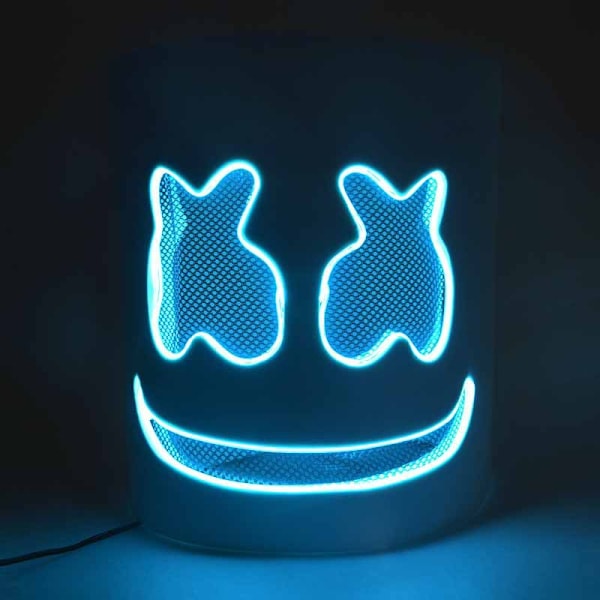 Marshmallow DJ-huvudskydd LED-upplyst EVA-huvudskyddsmask Ice blue