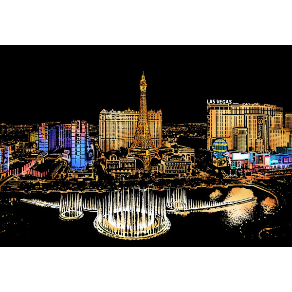 Nattvybild av staden - DIY-målning för män och kvinnor i Las Vegas C