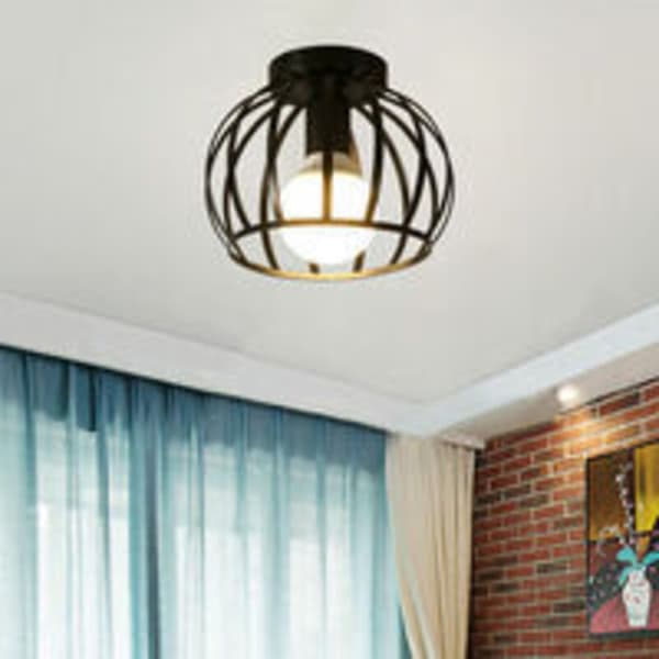 Retro E27 loftslampe industriel metallampe til soveværelse stue 2 stk sort