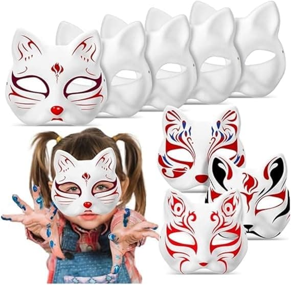 Rävmasker för maskeradpapper målade DIY L 30st
