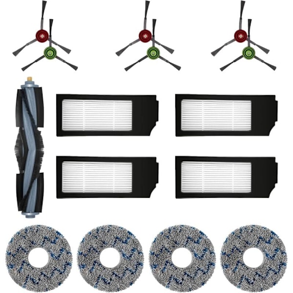 Filterborste Duk Ersättnings Tillbehör Set för Ecovacs DEEBOT T20 Omni T10 Omni DEEBOT X1 Omni X1 Turbo X1 Plus Robotdammsugare (15 Delar)
