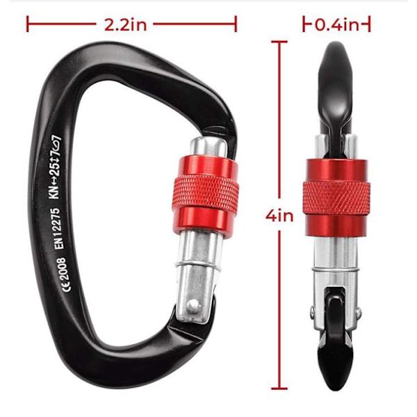 Master Lock Klätterkarbinhake D-spänne Flygplansaluminium Svart black