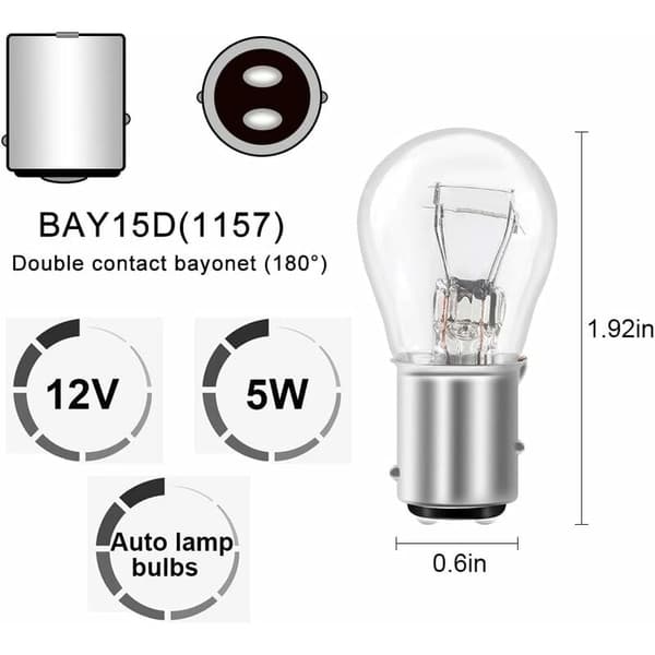 10 stk. bay15d 1157 pære 21w varmhvit bakbremselys