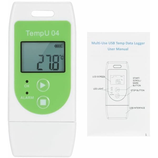 USB Datalogger Termometer - Gjenbrukbar Temperaturmåling (32 000 Data), Grønn