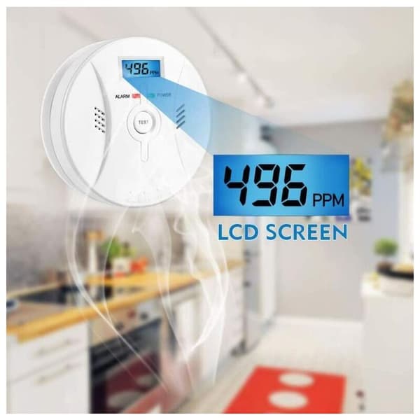 Kolmonoxiddetektor med LCD-skärm 85 dB Alarm Batteridriven CO-sensor
