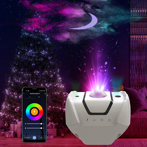 Projektorlampa, Uppgraderad Stars Night Light-projektor, 10 färgglada Moon Star Aurora Roterande nattlampa, Galaxy Led Light-projektor med wifi