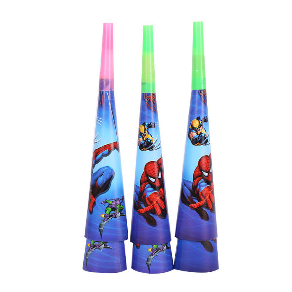 Hämähäkkimies-teema syntymäpäiväjuhlan koristetarvikkeet Poikien lahja Hämähäkkimies-torvi 6 kpl Spider-Man Horn 6pcs