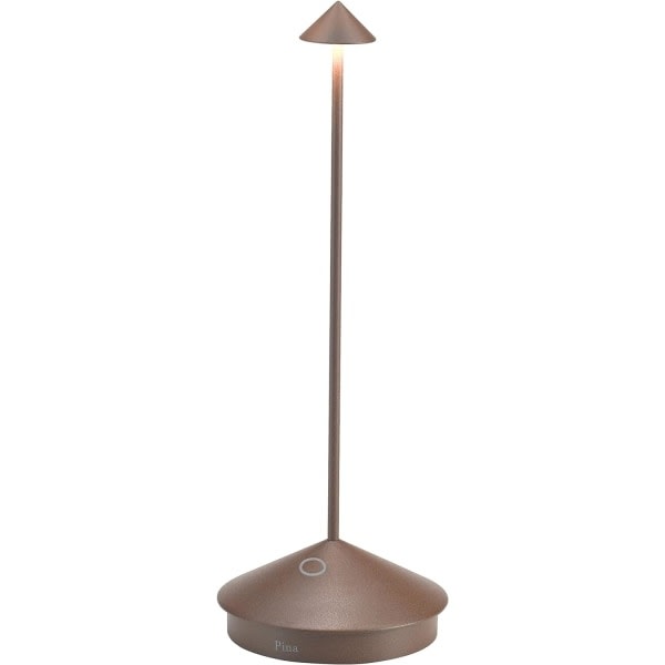 Zafferano Pina Pro - Himmennettävä LED-pöytävalaisin alumiinista, IP54-suojaus, sisä-/ulkokäyttöön, pistotulppa, K29cm, EU-pistoke - Corten-Wellngs