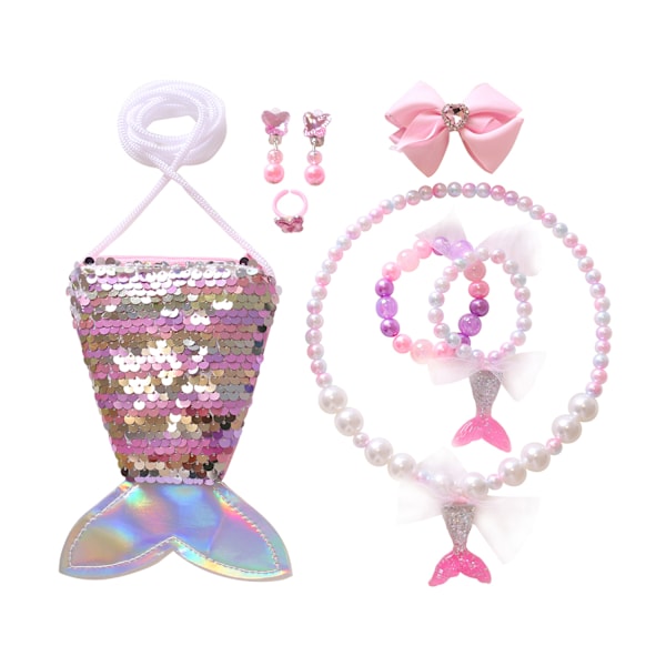 Tillbehör till flickors sjöjungfrudräkt Pink Bow Fishtail