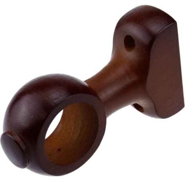 Gardinstangfester i tre, 2-pakning, 3,8 cm, brun