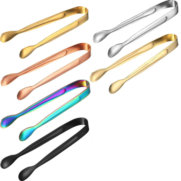 Sugar Tongs, Candy Tongs 6 Pieces Multicolor Stainless Steel Ice Tongs for Party Wedding Favors Salad Bar and Kitchen