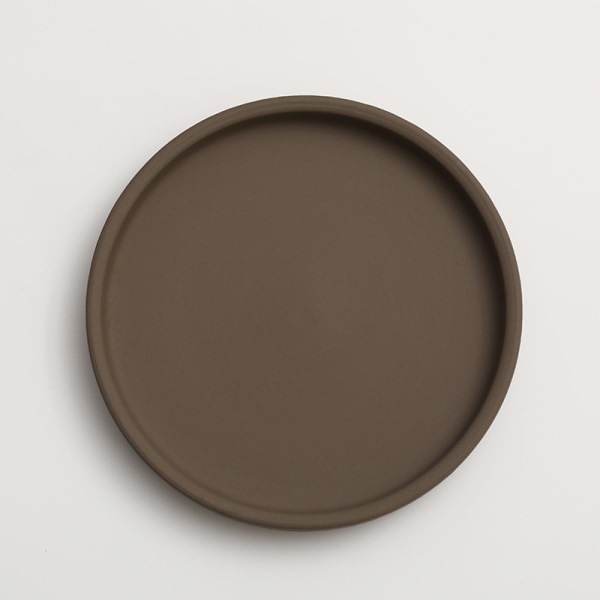 Keramisk rund blomkruka vattenbricka dekoration Morandi pigment brännande bas förtjockad kudde vattenlagring bricka Brown 12*1.6cm (inner diameter 11cm)