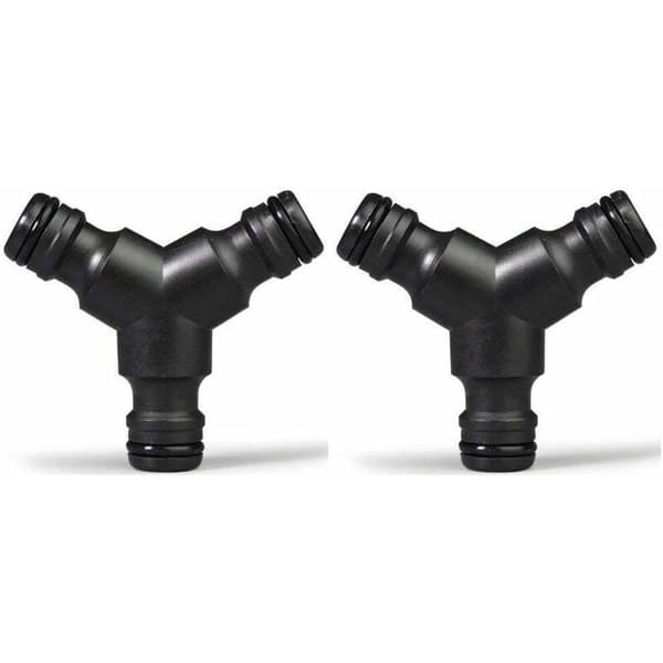 Trädgårdsslang Y-koppling splitter i plast 3-vägs hane 2-pack