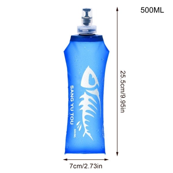 Vikbar Vattenpåse Portabel Ultralätt TPU Mjuk Flaska Vattenflaska Utomhussporter Vandring Camping Vikbar Vattenpåse 500ml klar färg