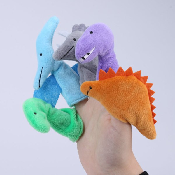 Vauvan sorminukke-lelu 0-1 vuotiaille, purra turvallinen eläimen muotoinen pehmoinen sorminukke, opettavainen lelu Dinosaur 5pcs