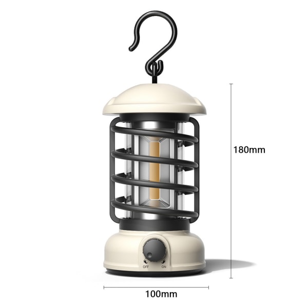 Ny campinglykta utomhus campinglykta tältlykta bärbar lykta present retro laddningsbar campinglykta L803B White [Battery Model] 100*185mm