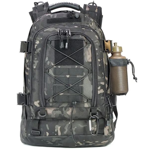 60L Suuri Sotilastaktinen Reppu Armeijan Molle Hyökkäysreppu Miesten Reput Matkustaminen Leirintä Metsästys Vaellus Laajennettava Reppu -1 MUSTA MULTICAM BLACK MULTICAM