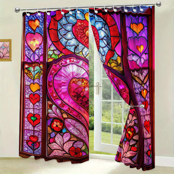 Vedenkestävä verho lasimaalauksella ikkuna digitaalinen painatus verho rakkaus ikkuna 180x243CM Love Window 180x243CM