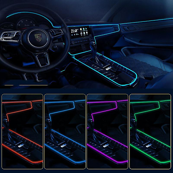 Auton LED-sisätilojen valonauha 3m USB Neonjohtovalot Hehkuva tunnelmavalaistus Auton koristeet Sisätilat Punainen