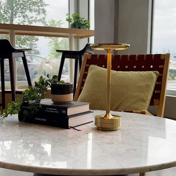 Sladdlös I-formad metallisk bordslampa med touchsensor, 3 färger dimbar laddningsbar skrivbordslampa Gold 2pcs