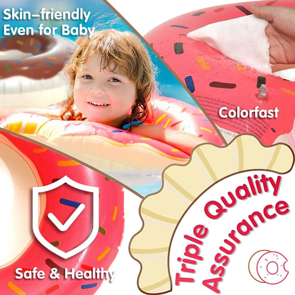 2-pak, Donut Pool Floater Pool Donut Pool Floater Donut Oppustelig Donut Inner Tube Donut Pool Ring Donut Strand Pool, Rosa, Kaffe