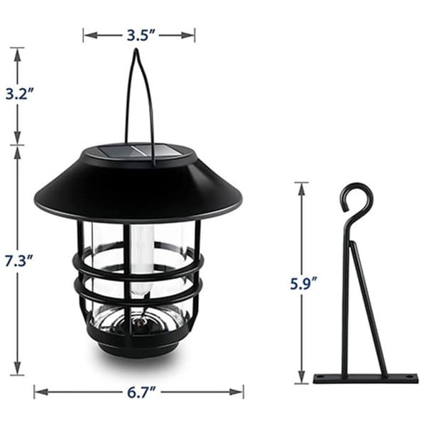 Sæt med 2 solcellelamper, glas/metal, vandtæt, sort/transparent