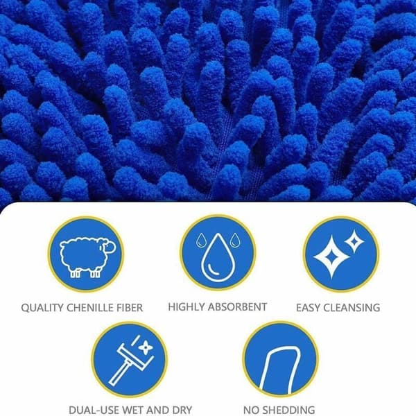 4 st Mikrofiber Chenille Biltvättshandskar, Vattentäta Repfria, Kompatibla med DEBU, Blå